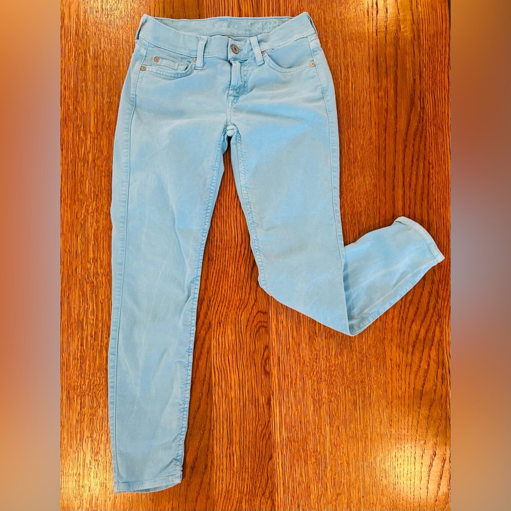 7 For All Mankind Cropped Skinny Jeans AU809307A Women’s Size 26 Pastel Blue